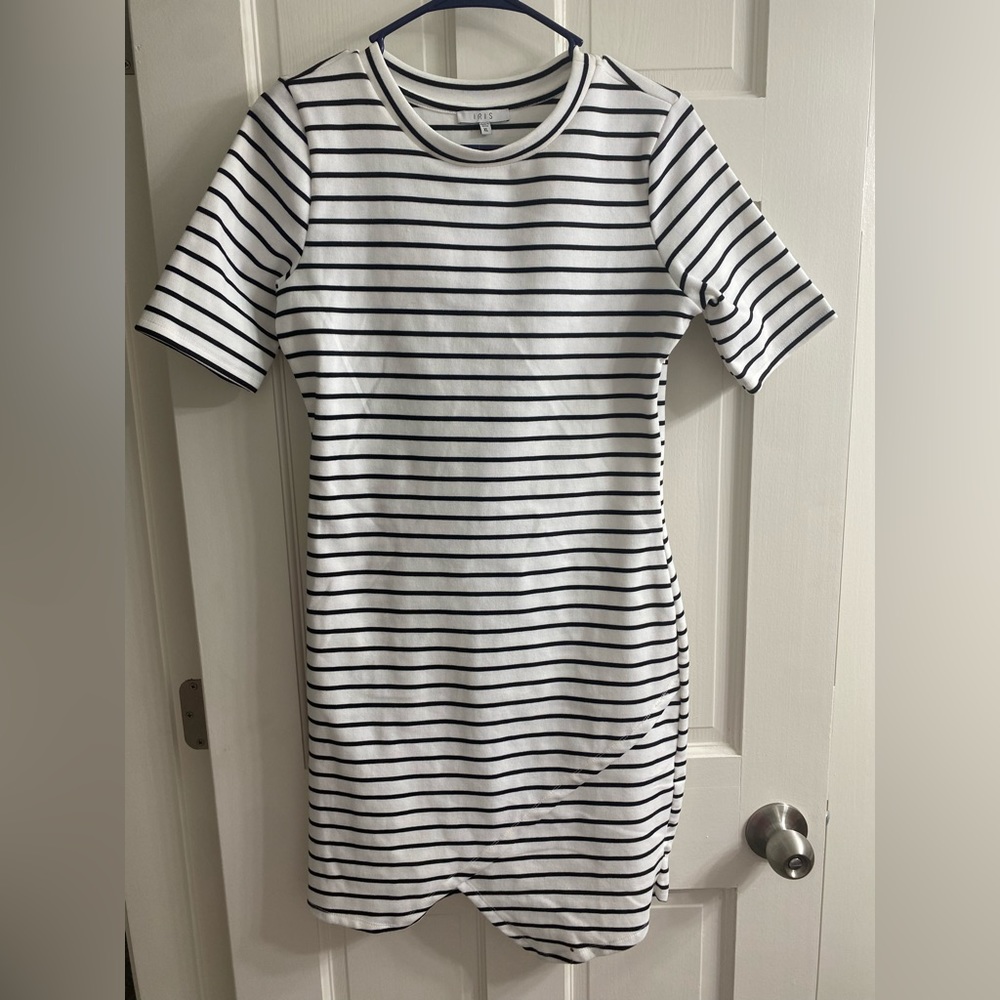 Iris Short Sleeve Dress (Size XL) White & Black